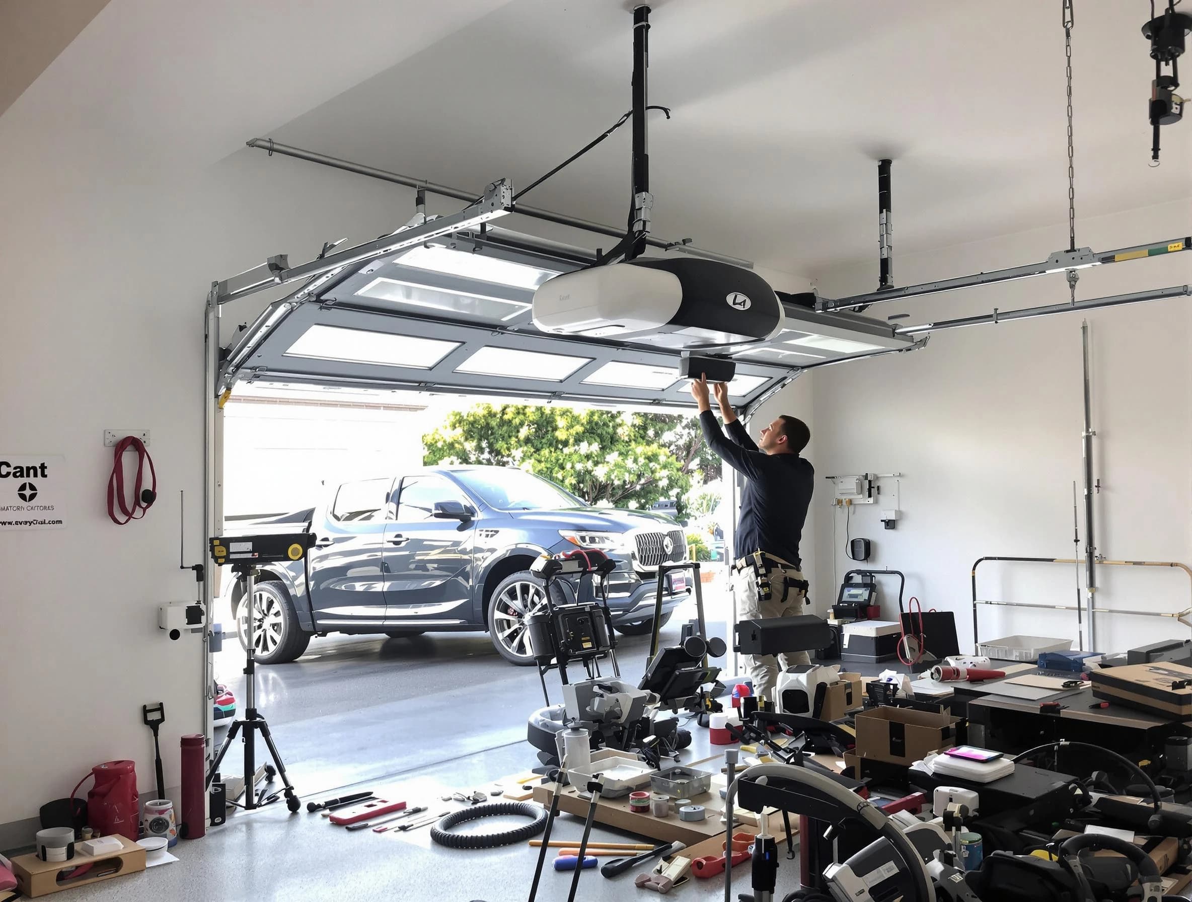 Morgan Garage Door Repair specialist installing smart garage door opener system in Morgan home