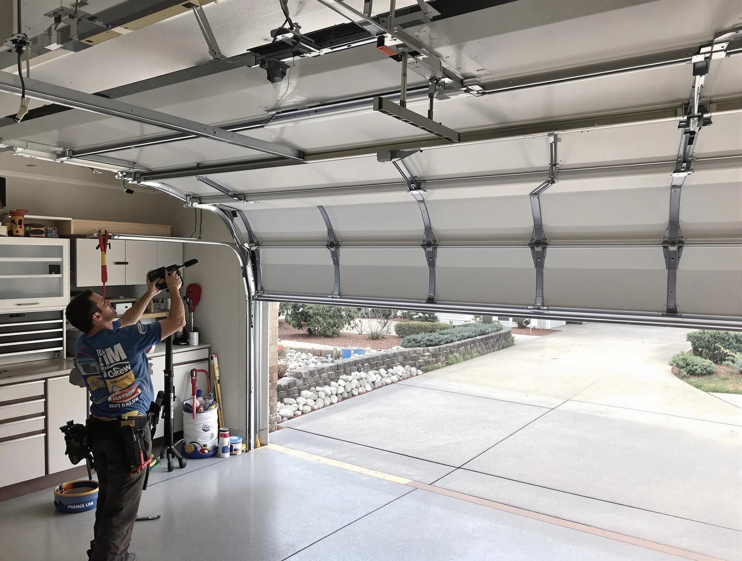 Garage door track repair service by Morgan Garage Door Repair in Morgan