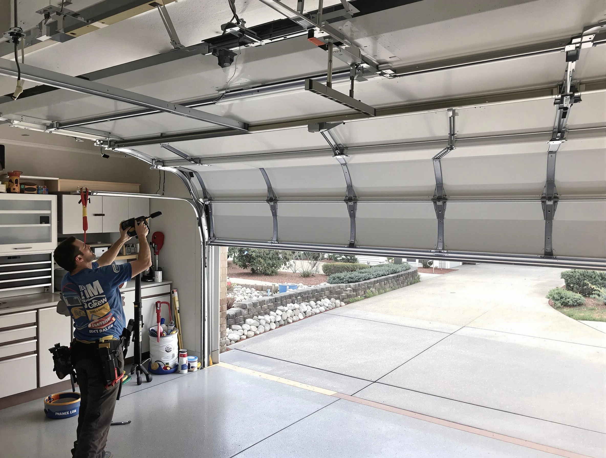 Garage door track repair service by Morgan Garage Door Repair in Morgan